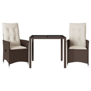 vidaXL 3 r&eacute;szes barna polyrattan bisztr&oacute;garnit&uacute;ra p&aacute;rn&aacute;kkal