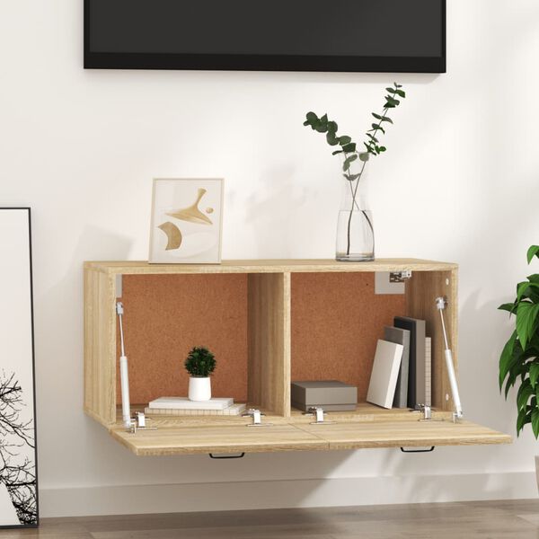 vidaXL sonoma t&ouml;lgy sz&iacute;nű szerelt fa faliszekr&eacute;ny 80 x 36,5 x 35 cm