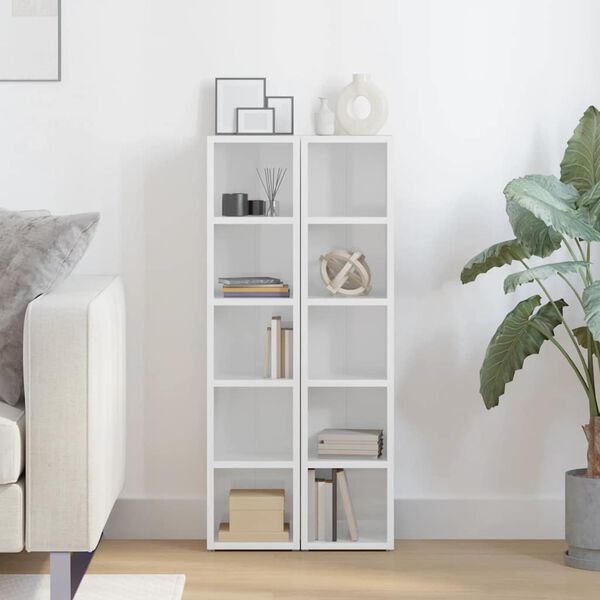 vidaXL 2 db magasf&eacute;nyű feh&eacute;r forg&aacute;cslap CD-szekr&eacute;ny 21 x 16 x 93,5 cm