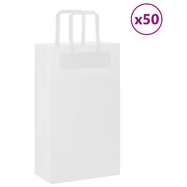 vidaXL 50 db feh&eacute;r pap&iacute;rzacsk&oacute;k foganty&uacute;kkal 21x11x36 cm