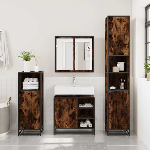 vidaXL mosd&oacute;szekr&eacute;ny f&uuml;st&ouml;lt t&ouml;lgy 65x33x60 cm G&eacute;pes&iacute;tett fa