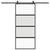 vidaXL fekete edzett &uuml;veg tol&oacute;ajt&oacute; f&eacute;mszerel&eacute;k szettel 90x205 cm