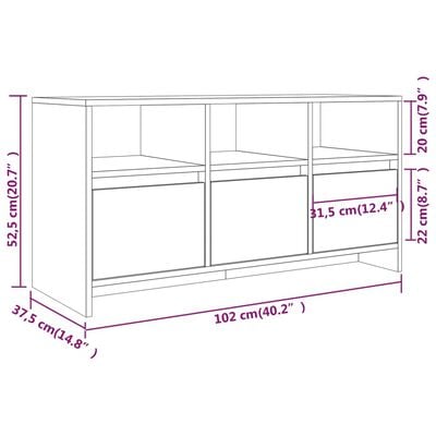 vidaXL fehér forgácslap TV-szekrény 102 x 37,5 x 52,5 cm