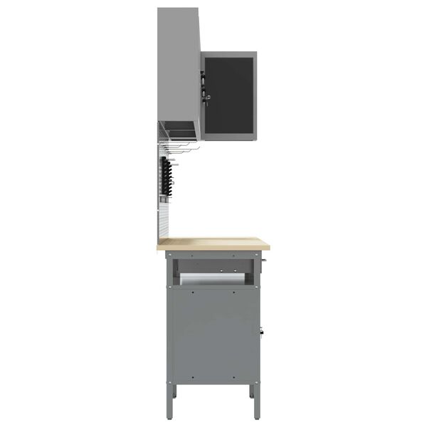 vidaXL Munkaszekr&eacute;ny K&eacute;szlet fi&oacute;kkal polcokkal 10 pcs Fekete &eacute;s Sz&uuml;rke