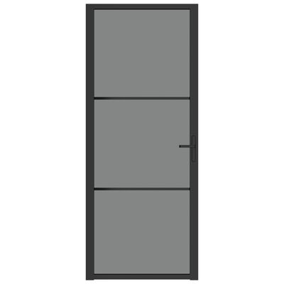 vidaXL fekete ESG üveg és alumínium beltéri ajtó 83 x 201,5 cm