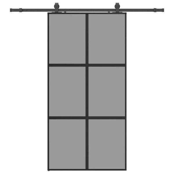 vidaXL fekete edzett &uuml;veg tol&oacute;ajt&oacute; f&eacute;mszerel&eacute;k szettel 102,5x205 cm