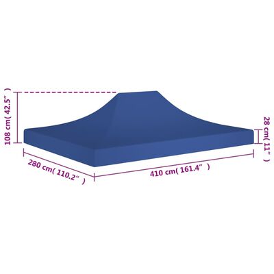 vidaXL kék tető partisátorhoz 4 x 3 m 270 g/m²