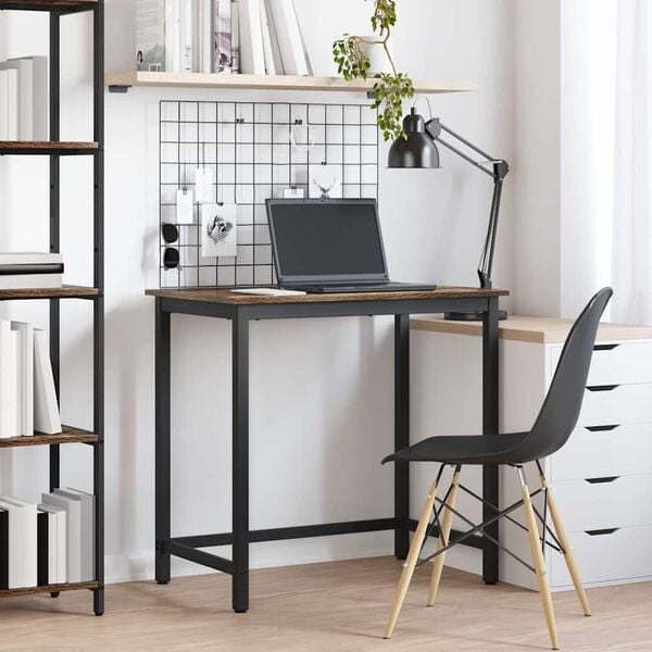 vidaXL asztal F&uuml;st&ouml;lt t&ouml;lgy 100 x 50 x 76,5 cm Műszaki fa &eacute;s ac&eacute;l