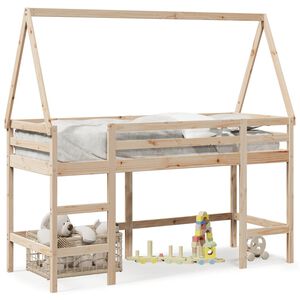 vidaXL t&ouml;m&ouml;r fenyőfa gal&eacute;ria&aacute;gy l&eacute;tr&aacute;val &eacute;s tetővel 80 x 200 cm