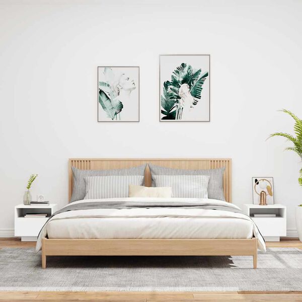 vidaXL 2 db feh&eacute;r &eacute;jjeliszekr&eacute;ny LED-vil&aacute;g&iacute;t&aacute;ssal 40 x 39 x 37 cm