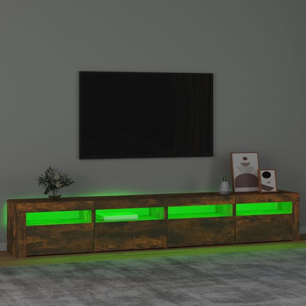 vidaXL f&uuml;st&ouml;s t&ouml;lgy sz&iacute;nű TV-szekr&eacute;ny LED-l&aacute;mp&aacute;kkal 240x35x40 cm