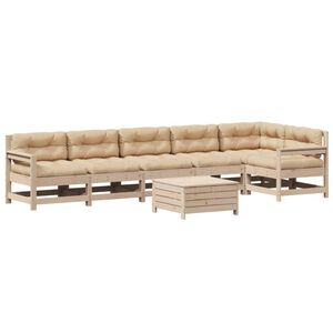 vidaXL 7 r&eacute;szes t&ouml;m&ouml;r fenyőfa kerti &uuml;lőgarnit&uacute;ra p&aacute;rn&aacute;val