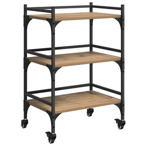 vidaXL Konyhai kocsi Artisan t&ouml;lgy 50 x 35 x 75.5 cm Faanyag