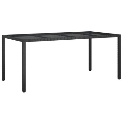 vidaXL fekete polyrattan és edzett üveg kerti asztal 190 x 90 x 75 cm
