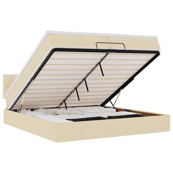 vidaXL Ottom&aacute;n &aacute;gykeret matraccal kr&eacute;m 200x200 cm anyaggal