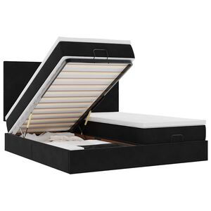 vidaXL Ottom&aacute;n &aacute;gykeret matracokkal Fekete 200x200cm b&aacute;rsony