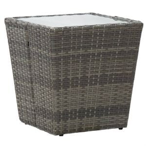 vidaXL sz&uuml;rke polyrattan &eacute;s edzett &uuml;veg te&aacute;z&oacute;asztal 41,5x41,5x43 cm