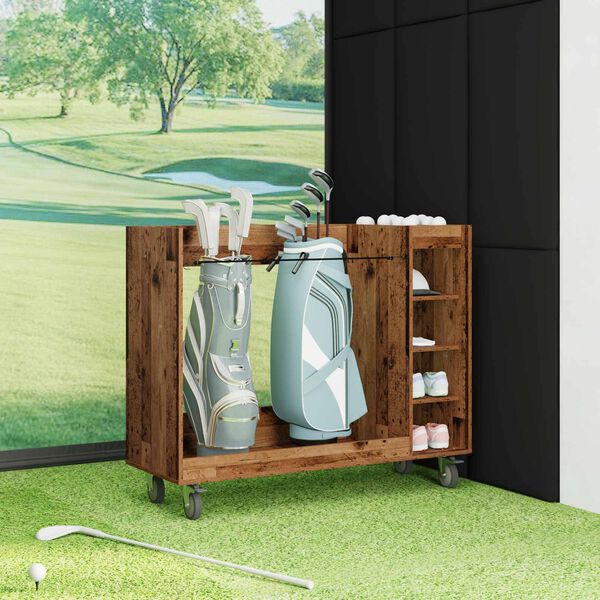 vidaXL Golf Szekr&eacute;ny ker&eacute;kkel Egysz&iacute;nű &Ouml;reg fa 120 x 45 x 98 cm