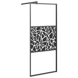 vidaXL fekete ESG &uuml;veg zuhanyfal kőmint&aacute;val 80 x 195 cm