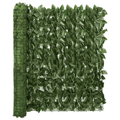 vidaXL sötétzöld leveles erkélyparaván 400 x 100 cm
