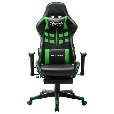 vidaXL fekete és zöld műbőr gamer szék lábtámasszal