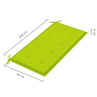vidaXL tömör tíkfa kerti pad élénkzöld párnával 112 cm
