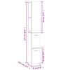 vidaXL betonszürke szerelt fa fürdőszobaszekrény 25x26,5x170 cm