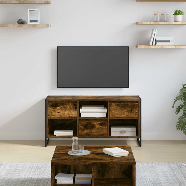 vidaXL TV szekr&eacute;ny fi&oacute;kkal F&uuml;st&ouml;s t&ouml;lgy 100 x 36 x 49,5 cm Faanyag