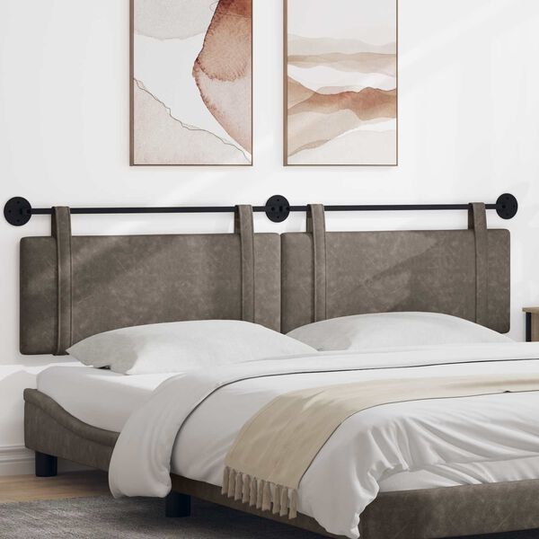 vidaXL Fali Fejt&aacute;mla Falra szerelhető Sz&uuml;rke 210 x 55 x 5 cm Antik PU