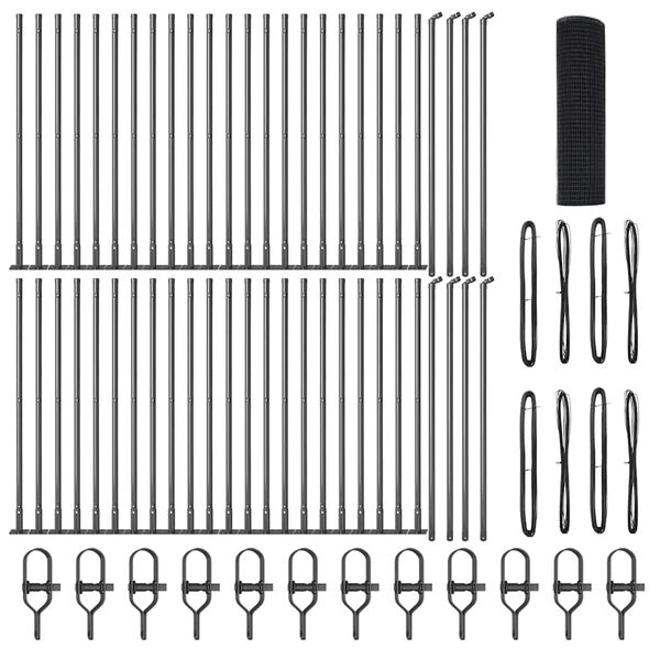 vidaXL Ker&iacute;t&eacute;soszlop Sz&uuml;rke 100 x 0,5 m (19 x 19 mm h&aacute;l&oacute;) Ac&eacute;l &eacute;s PVC