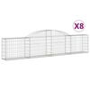 vidaXL 8 db íves horganyzott vas gabion kosár 300x30x60/80 cm