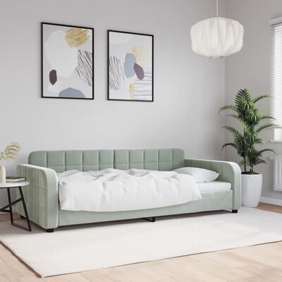 vidaXL világosszürke bársony kanapéágy 90 x 190 cm