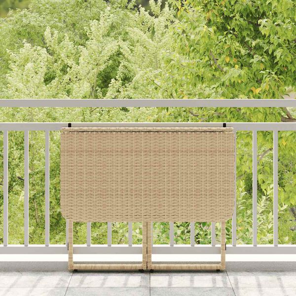 vidaXL bézs polyrattan összecsukható kerti asztal 90x51x75 cm
