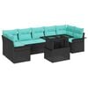 vidaXL Kerti Kanap&eacute; Szett p&aacute;rn&aacute;val 8 pcs Fekete Poli rattan
