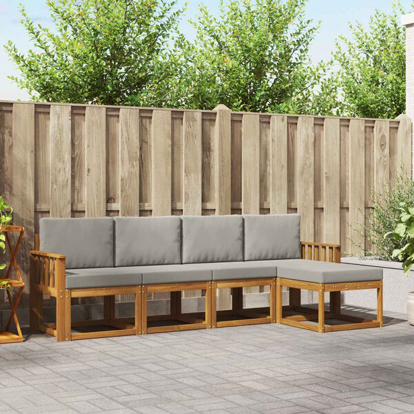 vidaXL K&uuml;lt&eacute;ri kanap&eacute; szett 5 pcs Term&eacute;szetes &eacute;s Vil&aacute;gossz&uuml;rke