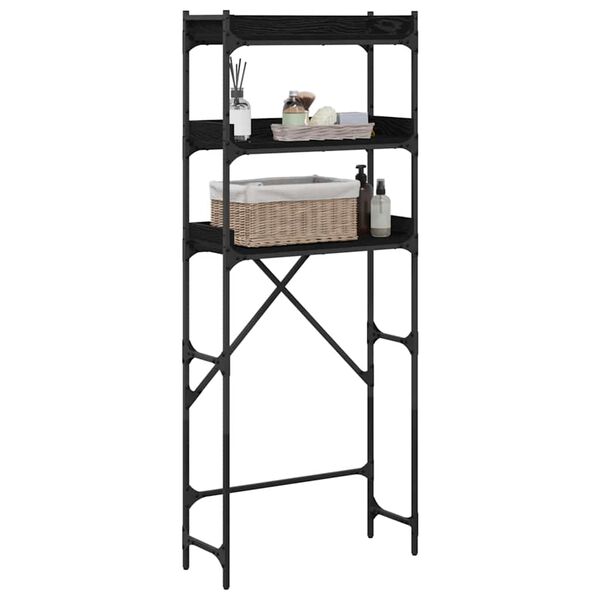 vidaXL Mos&oacute;g&eacute;p polc polcokkal Fekete 0ak 67 x 25 x 163 cm Faanyag