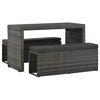 vidaXL 3-r&eacute;szes sz&uuml;rke polyrattan k&uuml;lt&eacute;ri &eacute;tkezőszett p&aacute;rn&aacute;kkal