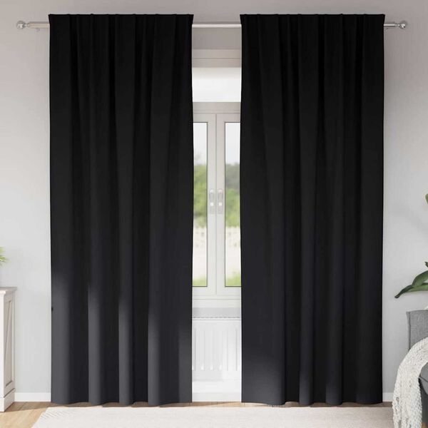 vidaXL Fekete F&uuml;gg&ouml;ny Gyűrűkkel 2 pcs Fekete 260 x 140 cm Poli&eacute;szter