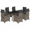 vidaXL 7 r&eacute;szes sz&uuml;rke polyrattan kerti &eacute;tkezőgarnit&uacute;ra p&aacute;rn&aacute;val