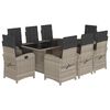 vidaXL 9r&eacute;szes vil&aacute;gossz&uuml;rke polyrattan kerti &eacute;tkezőgarnit&uacute;ra p&aacute;rn&aacute;val