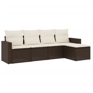 vidaXL 5 r&eacute;szes barna polyrattan kerti &uuml;lőgarnit&uacute;ra p&aacute;rn&aacute;val