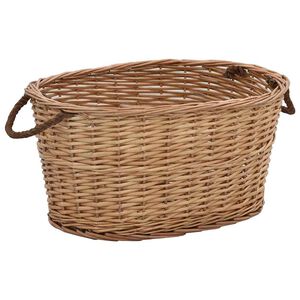 vidaXL term&eacute;szetes fűzfa tűzifat&aacute;rol&oacute; kos&aacute;r foganty&uacute;kkal 56x40x28 cm