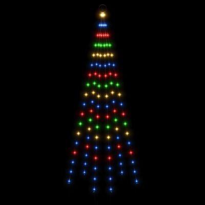 vidaXL karácsonyfa zászlórúdon 108 színes LED-del 180 cm