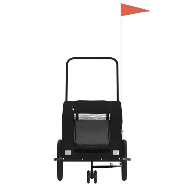 vidaXL fekete oxford szövet és vas kisállatszállító kerékpár-utánfutó