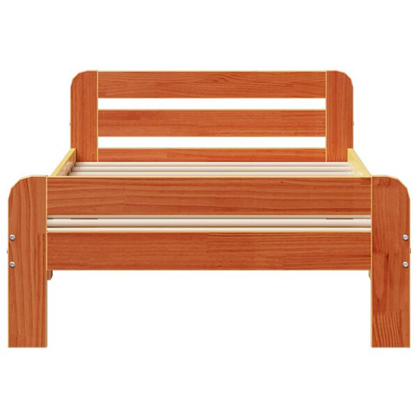 vidaXL viaszbarna t&ouml;m&ouml;r fenyőfa &aacute;gy matrac n&eacute;lk&uuml;l 75 x 190 cm