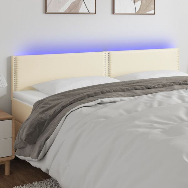 vidaXL kr&eacute;msz&iacute;nű műbőr LED-es fejt&aacute;mla 160 x 5 x 78/88 cm