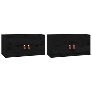 vidaXL 2 darab fekete t&ouml;m&ouml;r fenyőfa faliszekr&eacute;ny 60 x 30 x 30 cm