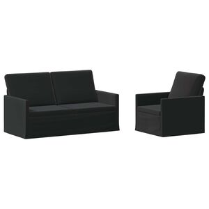vidaXL Kanap&eacute; Szett 2 pcs Fekete B&aacute;rsony