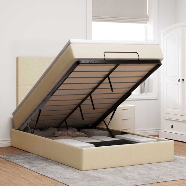 vidaXL Ottom&aacute;n &aacute;gykeret matraccal kr&eacute;m 120x200cm sz&ouml;vet