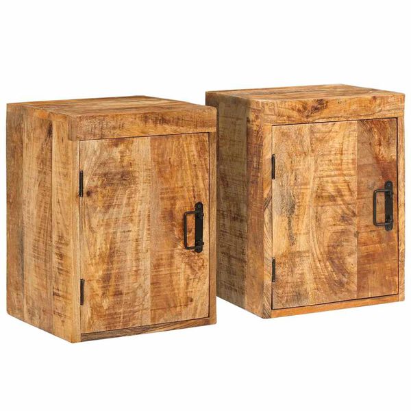 vidaXL &Eacute;jjeli asztal 2 pcs Barna 35 x 33 x 48 cm T&ouml;m&ouml;r Mang&oacute;f&aacute;t